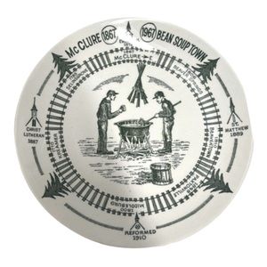 Vintage KettlespringsKilns Alliance, Ohio cream&green collector plate McClure,PA